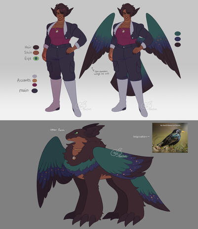 European Starling inspired Character Design